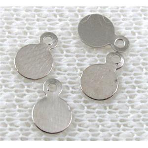 Platinum plated iron flake tag pendant, 10mm dia