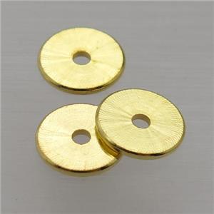 copper spacers heishi beads, disc, gold plated, approx 10mm dia