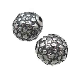 stainless steel beads, antique silver, approx 9mm