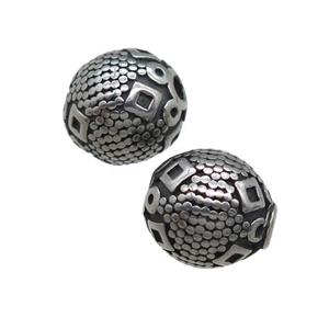 stainless steel beads, antique silver, approx 9mm