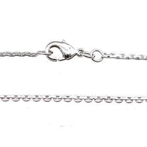 Copper Necklace Chain Unfaded Platinum Plated, approx 1.6mm, 42cm length