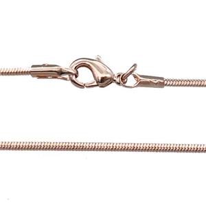 Copper Necklace Snake Chain Unfaded Rose Gold, approx 1mm, 42cm length