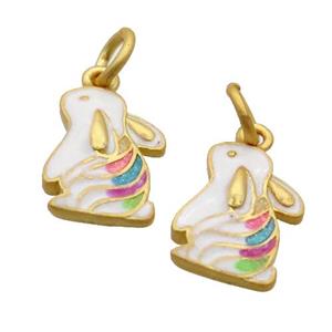 Alloy Rabbit Pendant White Enamel Duck Gold, approx 10-14mm