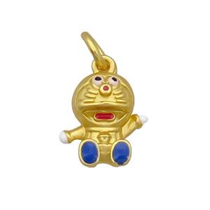 Alloy Lucky Cat Pendant Enamel Duck Gold, approx 11-12mm