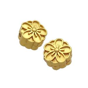 Copper Flower Beads Unfade Gold Plated, approx 10mm