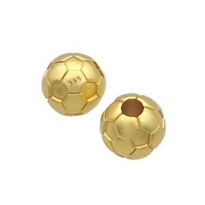 Copper Football Beads Round Large Hole Sport Unfade Gold Plated, approx 10mm, 3mm hole