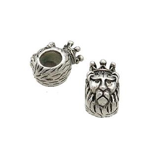 Tibetan Style Zinc Lion Beads Large Hole Antique Silver, approx 8-14mm, 5mm hole