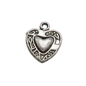 Tibetan Style Zinc Heart Charms Pendant Antique Silver, approx 12.5mm