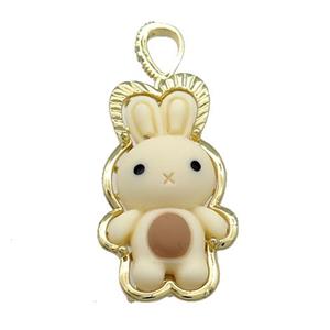 Khaki Resin Rabbit Pendant Gold Plated, approx 18-35mm