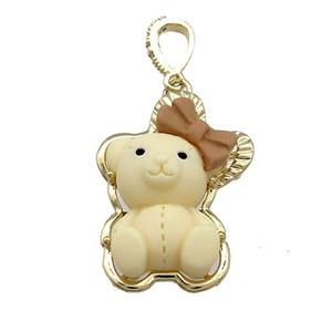 Khaki Resin Dog Pendant Gold Plated, approx 22-32mm