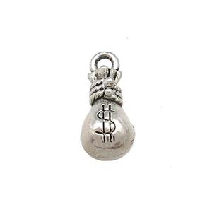 Tibetan Style Zinc Moneybags Pendant Antique Silver, approx 7-12mm