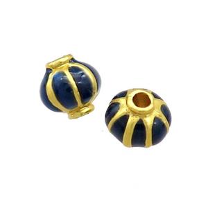 Copper Lantern Darkblue Black Enamel Gold Plated, approx 8mm