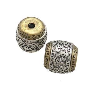 Tibetan Style Barrel Beads Lucky Cloudy Antique Silver Bronze, approx 11mm