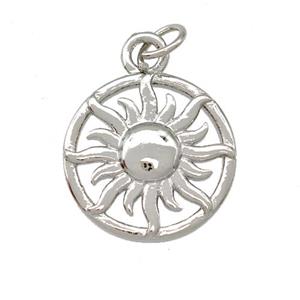 Copper Sun Pendant Platinum Plated, approx 15mm