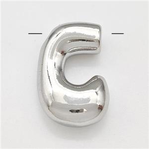 Copper Letter-C Pendant Platinum Plated, approx 15-21mm