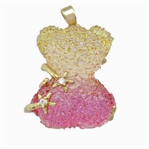 Multicolor Resin Bear Pendant Gold Plated, approx 20-22mm