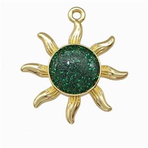 Copper Sun Pendant Gold Plated, approx 20mm