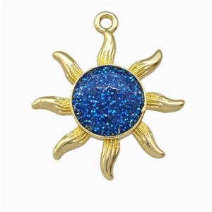 Copper Sun Pendant Gold Plated, approx 20mm