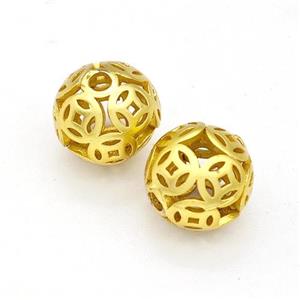 Copper Round Beads Hollow Gold Plated, approx 10mm