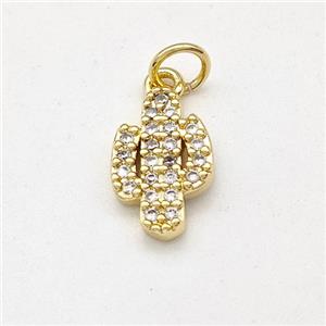 Cactus Charms Copper Pendant Pave Zirconia Gold Plated, approx 8-13mm