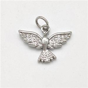 Copper Eagle Pendant Pave Zircoina Hawk Bird Platinum Plated, approx 10-16mm