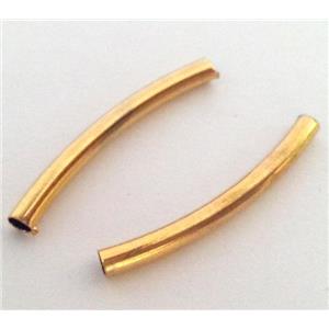 colorfast copper tube bead, gold plated, approx 3x30mm, 2mm hole