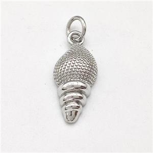 Conch Shell Charms Copper Pendnat Platinum Plated, approx 9-16mm