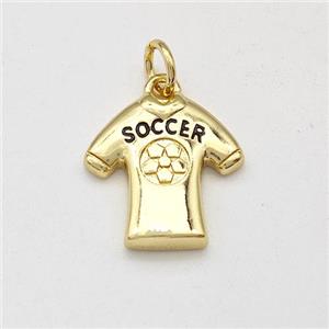 Soccer Football Shirts Charms Copper Pendant Sports Gold Plated, approx 14-15mm