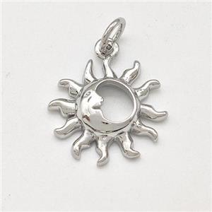 Copper Sun Moon Charms Pendant Platinum Plated, approx 15mm