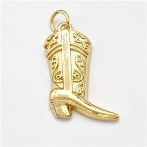 Cowboy Boot Charms Copper Shoe Pendant Gold Plated, approx 13-20mm