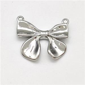 Copper Bow Pendant 2loops Platinum Plated, approx 16-21mm