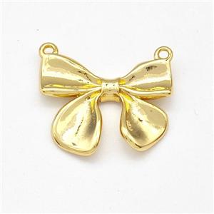 Copper Bow Pendant 2loops Gold Plated, approx 16-21mm