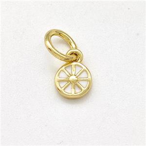 Copper Flower Pendant White Enamel Gold Plated, approx 5mm