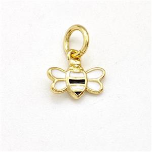 Honeybee Charms Copper Pendant White Enamel Gold Plated, approx 6-9mm