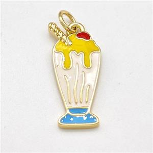 Ice Cream Bottle Drink Cup Charms Copper Pendant Multicolor Enamel Gold Plated, approx 9-20mm