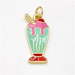 Ice Cream Bottle Drink Cup Charms Copper Pendant Multicolor Enamel Gold Plated, approx 9-20mm