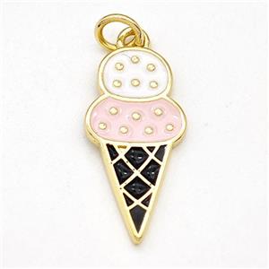 Ice Cream Charms Copper Pendant Multicolor Enamel Gold Plated, approx 10-20mm