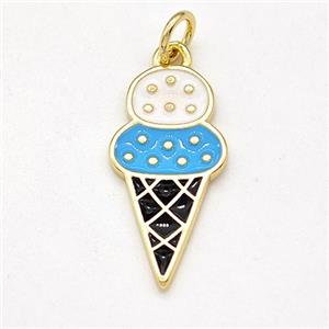 Ice Cream Charms Copper Pendant Multicolor Enamel Gold Plated, approx 10-20mm