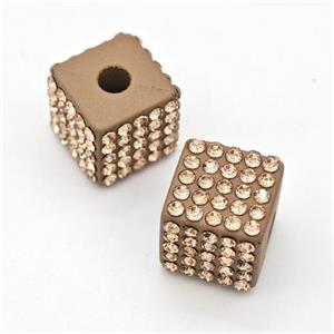 Resin Cube Beads Micro Pave Rhinestone Large Hole, approx 13mm, 3mm hole