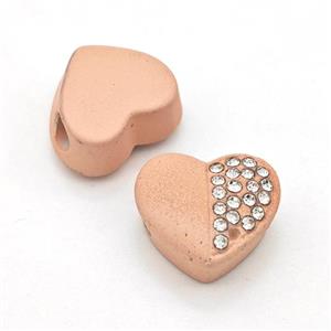 Resin Heart Beads Micro Pave Rhinestone Large Hole, approx 16.5mm, 3mm hole