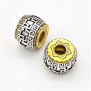 Tibetan Style Alloy Rondelle Beads Antique Silver Gold Large Hole, approx 9-11.5mm, 3mm hole