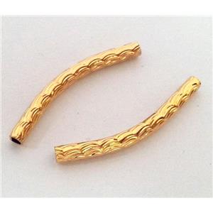 colorfast copper tube bead, gold plated, approx 3x30mm, 2mm hole