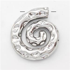 Nautilus Charms Copper Pendant Spiral Shell Hammered Platinum Plated, approx 28-32mm