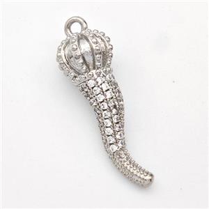 Copper Chili Pendant Micro Pave Zirconia Capsicum Platinum Plated, approx 10-30mm