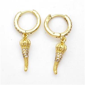 Copper Chili Hoop Earrings Pave Zirconia Capsicum Gold Plated, approx 5-15mm, 14mm dia