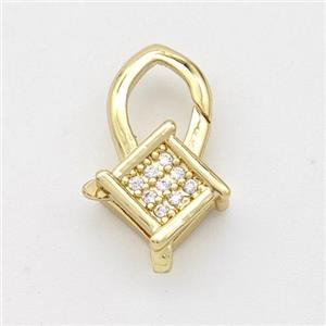 Copper Lobster Clasp Micro Pave Zirconia 18K Gold Plated, approx 11-17mm