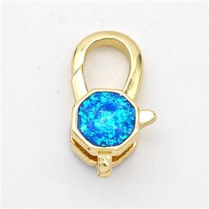 Copper Lobster Clasp Pave Fire Opal Hexagon 18K Gold Plated, approx 8mm, 8-18mm