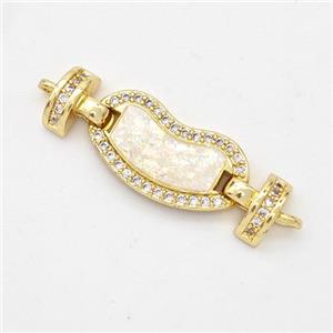 Copper Connector Pave Fire Opal Zirconia 18K Gold Plated, approx 10-18mm, 25mm