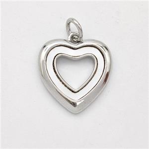 Copper Heart Pendant Pave Shell Platinum Plated, approx 15mm