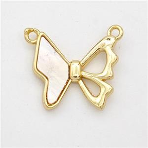 Copper Butterfly Pendant 2loops 18K Gold Plated, approx 14-15mm